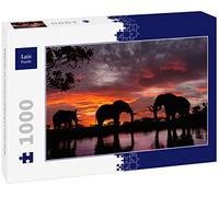 Puzzle di Lais Elefanti al Tramonto Lungo Un Fiume 1000 Pezzi