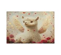 Puzzle di lama alpaca per uomini e donne, 1000 pezzi, puzzle decorativi vintage a forma di ali di San Valentino, regalo per feste con animali, decorazione per la casa