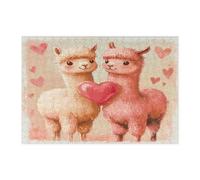 Puzzle di lama alpaca per uomini e donne, 300 pezzi, puzzle decorativi a forma di cuore carino per San Valentino, decorazioni a forma di animali per feste in famiglia regalo