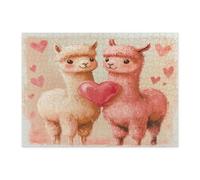 Puzzle di lama alpaca per uomini e donne, 500 pezzi, puzzle decorativi a forma di cuore carino per San Valentino, decorazioni a forma di animali per feste in famiglia regalo