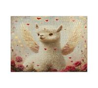Puzzle di lama alpaca per uomini e donne, 500 pezzi, puzzle decorativi vintage a forma di ali di San Valentino, regalo per feste con animali, decorazione per la casa