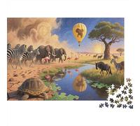 Puzzle di Legno 1000 Pezzi per Adulti e Bambini da 14 Anni Grande Migrazione degli Animali della Prateria 75x50cm Perfetto per Decorazione Interna e Divertimento Familiare