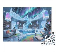 Puzzle di Legno 1000 Pezzi per Adulti e Bambini oltre i 14 Anni con Immagine della Biblioteca del Ghiacciaio 75x50cm Ideale per Decorazione Interna Giochi di Puzzle Divertenti e Stimolanti