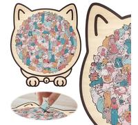 Puzzle di Legno a Forma di Gatto con 135 Pezzi, Puzzle Artistico Morandi per Adulti e Bambini, Carino Puzzle a Forma di Gatto con Cornice, Amanti dei Gatti & Decorazione Domestica