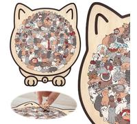 Puzzle di Legno a Forma di Gatto con 135 Pezzi, Puzzle Artistico Morandi per Adulti e Bambini, Carino Puzzle a Forma di Gatto con Cornice, Amanti dei Gatti & Decorazione Domestica