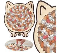 Puzzle di Legno a Forma di Gatto con 135 Pezzi, Puzzle Artistico Morandi per Adulti e Bambini, Carino Puzzle a Forma di Gatto con Cornice, Amanti dei Gatti & Decorazione Domestica
