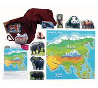 Puzzle di legno Asia e i suoi animali 16 pezzi