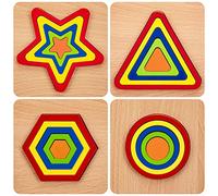Puzzle di Legno Colori e Forme Geometriche per Bambini, Montessori Giocattolo Jigsaw Puzzles Educativi per 1 2 3 Anni