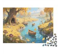 Puzzle di Legno da 1000 Pezzi per Adulti e Bambini oltre 14 Anni con Immagine di Barca sul Canale Dimensioni 75x50cm per Decorazione Interni Gioco Divertente e Stimolante Facile da Montare