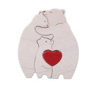 AWHAO Puzzle di Legno Della Famiglia Dell'orso, Ornamento Dell'orso Degli Orsi, Decorativo, con Un Cuore, per di, 3 orsi, Taglia unica