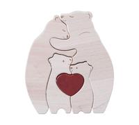 AWHAO Puzzle di Legno Della Famiglia Dell'orso, Ornamento Dell'orso Degli Orsi, Decorativo, con Un Cuore, per di, 4 orsi, Taglia unica