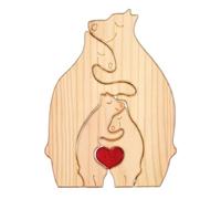 Puzzle di Legno Famiglia Personalizzato, Orsetti Con Cuore Amorevole - Inaugurazione Della Casa per Papà e Mamma (4 Orsi)