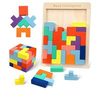 Puzzle di Legno Tetris Giocattoli Montessori Intelligenza Jigsaw Colorato Blocchi Geometrici Puzzle Cervello Giocattolo Giochi Regali Educativi per Bambini 3 4 5 6 Anni