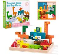 Puzzle di Legno Tetris Gioco impilabile, Montessori Intelligenza Jigsaw, Giocattolo impilabile con Animali Blocks, Blocchi da Costruzione Gioco di Equilibrio Educativi Regalo per Bambini 3 4 5 Anni