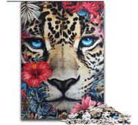 Puzzle di leopardi e fiori per adulti e adolescenti, per ammazzare il tempo durante le vacanze a casa Ogni pezzo è unico Gioco stimolante e divertente per tutta la famiglia (50x75cm)