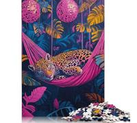 Puzzle di leopardo in amaca, giochi educativi, attività per famiglie, puzzle di cartone premium per donne e uomini, regalo di Natale 1000 pezzi (26x38 cm)