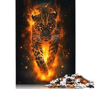 Puzzle di leopardo infuocato, 100% cartone riciclato, puzzle di cartone premium per bambini adulti, regali di Halloween, 1000 pezzi (26x38 cm)