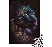 Puzzle di leopardo nero e fiore, giochi creativi, puzzle di cartone premium per donne e uomini, regalo di compleanno 300 pezzi (40x28 cm)