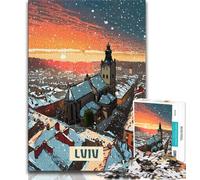 Puzzle di Leopoli da 1000 pezzi per adulti, regalo antistress per trascorrere il tempo libero in casa, con poster abbinato e foglio di quiz, 38x26cm