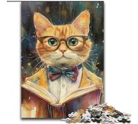 Puzzle di lettura a forma di gatto per adolescenti, 1000 pezzi, giocattoli educativi per l'apprendimento, giochi per famiglie, adatti per la decorazione della scrivania (26x38cm)