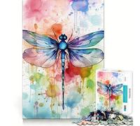 Puzzle di libellula ad acquerello da 1000 pezzi per adolescenti,stimolante per la mente,divertente,senza spazi vuoti,incastro perfetto,piacevole svago per interni accoglienti (38x52cm)