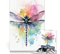 Puzzle di libellule ad acquerello da 1000 pezzi per adulti, stimolante per la mente, passatempo rilassante, incastro preciso, regalo per le vacanze (38x26cm)
