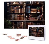 Puzzle di libri sulla libreria, puzzle in legno da 1000 pezzi, puzzle con immagini personalizzate, decorazione per la famiglia, per adulti (75 x 50 cm)