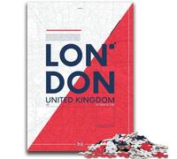 Puzzle di Londra, Regno Unito, per adolescenti, antistress, per ammazzare il tempo durante le vacanze, con poster abbinato e foglio di quiz (70X100cm)