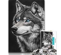 Puzzle di lupi in bianco e nero per adulti e adolescenti, difficili da completare ma divertenti e divertenti, regalo di compleanno, regali, arte murale (50x75cm)