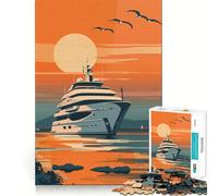 Puzzle di lusso vintage con yacht, 1000 pezzi, ideale per ragazzi, gioco di logica, attività per la casa, bordi trasparenti, regalo perfetto 50x75cm