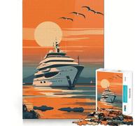 Puzzle di lusso vintage con yacht per ragazzi, 1000 pezzi, per stimolare la memoria e il tempo libero, con bordi puliti, un regalo delizioso 38x52cm