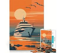 Puzzle di lusso vintage con yacht per ragazzi, 1000 pezzi, puro gioco di logica, tranquillo, pulito, decorazione da parete 38x26cm