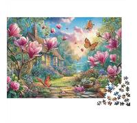 Puzzle di Mare Fiori di Magnolia 1000 pezzi Puzzle di Chalet da Fiaba Gioco Stimolante Livello di Difficoltà Alto Cartone Riciclato 100% per Adulti 70x50cm/1000 pezzi