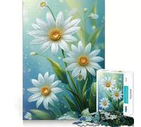 Puzzle di margherite bianche con gocce d'acqua per adulti,1000 pezzi,gioco di memoria,montaggio sicuro e stabile,gioco significativo per costruire connessioni (38x26cm)