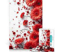 Puzzle di margherite rosse da 1000 pezzi per ragazzi, gioco di logica, ideale per momenti di relax, con taglio preciso e pezzi da collezione (38x26cm)