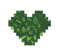 Puzzle di mattoni a forma di cuore con foglie di piante di erbe stampa puzzle in mattoni puzzle 3D decorazioni per la casa fai-da-te