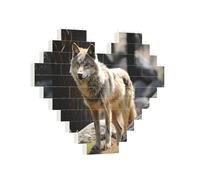Puzzle di mattoni da costruzione Cuore Fauna selvatica Lupo Blocco da costruzione Puzzle per adulti Blocco fotografico personalizzato Puzzle Decorazione per la casa Puzzle 3D in mattoni per donne