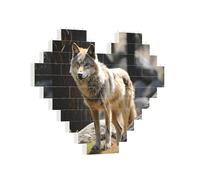 Puzzle di mattoni da costruzione Cuore Fauna selvatica Lupo Blocco da costruzione Puzzle per adulti Blocco fotografico personalizzato Puzzle Decorazione per la casa Puzzle 3D in mattoni per donne