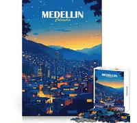 Puzzle di Medellín,Colombia,di notte,difficile,per adulti,1000 pezzi,stimola la memoria,ideale per il relax e il tempo libero,con bordi nitidi,perfetto come regalo di Natale (50x75cm)