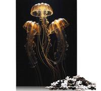 Puzzle di Meduse Oro Scuro Relax Challenge Giocattolo Puzzle di Carta Rettangolare per Bambini o Bambine Regali per la Festa del Papà 1000 Pezzi (26x38cm)