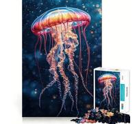 Puzzle di meduse rosse e arancioni per ragazzi, 1000 pezzi, gioco di logica, lento, divertente, taglio perfetto, sorpresa di compleanno (38x52cm)