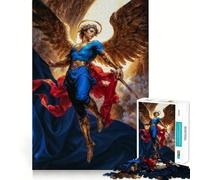 Puzzle di memoria con 1000 pezzi raffigurante l'angelo Michele con la spada e le ali dorate,ideale per ragazzi Dimensioni compatte,componenti robusti,design pulito,portatile e perfetto per i viaggi