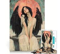 Puzzle di memoria con ali nere d'angelo per adolescenti,1000 pezzi,design pulito e robusto,portatile e ideale per i viaggi (50x75cm)