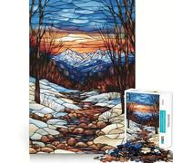 Puzzle di montagna e ruscello in vetro colorato, 1000 pezzi, per adolescenti, gioco per esercitare la mente, rilassante e divertente, da assemblare, regalo perfetto 50x75cm
