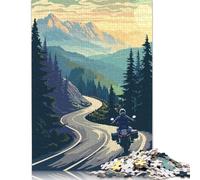 Puzzle di motocicletta con strada tortuosa, difficile, 100% riciclato, in cartone, per donne e uomini, regalo per la festa del papà, 1000 pezzi (75x50 cm)