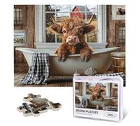 Puzzle di mucca delle Highland 500 pezzi divertente mucca puzzle bagno puzzle per adulti animali puzzle in legno per gioco di famiglia giocattolo motivazionale educativo