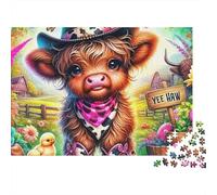 Puzzle di mucca scozzese con ritratto di mucca stravagante,1000 pezzi,cartone antipolvere,per il tempo libero,per anziani,adulti,case di cura,famiglie,principianti,70x50 cm/1000 pezzi