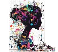 Puzzle di musica e silhouette, attività divertente da fare a casa. Puzzle di cartone premium per adulti e adolescenti, regali per la festa del papà, 1000 pezzi (75x50 cm).