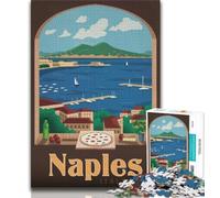 Puzzle di Napoli per adulti e adolescenti, puzzle per ammazzare il tempo in vacanza con pezzi completamente incastrati e di forma casuale, 75x50cm