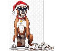 Puzzle di Natale a forma di cane Boxer, 1000 pezzi, per adulti, puzzle in legno, gioco di sfida per l'esercizio mentale, regali, attività per famiglie, 1000 pezzi (75x50 cm)